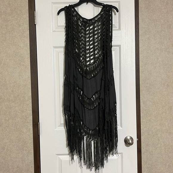 Women’s Gray Fringe Cardigan - Picture 1 of 4